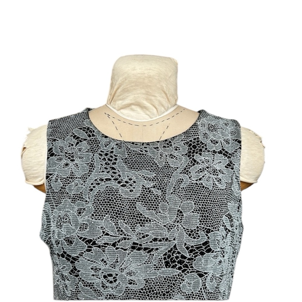 Alex‎ Evenings 2 Piece Dress Jacket Set Formal Shimmer Floral Silver/Black 14 - Picture 7 of 17